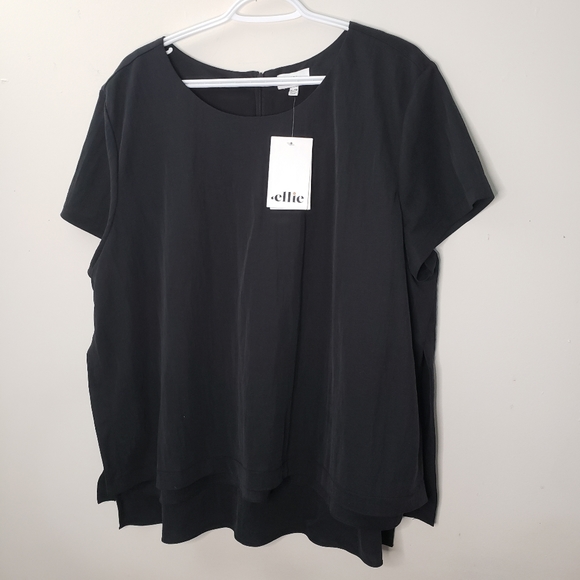Ellie Tops - Ellie Black Short Sleeve Blouse Size XL